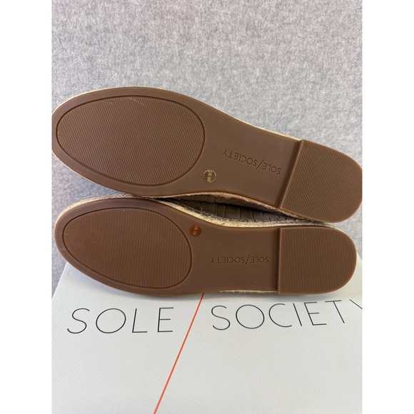 Sole Society Shoes Womens Size 8M SO-SAMMAH Croco Suede Espadrille Flat - Picture 6 of 9